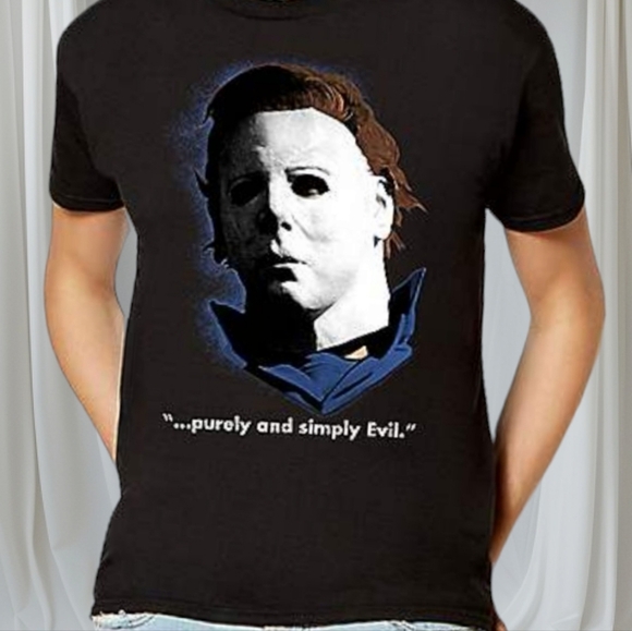 Michael Myers SM - "Purely & Simply Evil" Black T-shirt - Picture 1 of 8